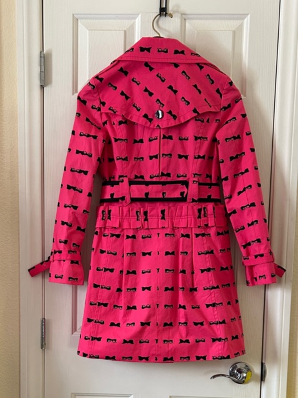 ZUCOZZ Hot Pink Belted Trench Coat with Sunglasses Print Size Small - Picture 3 of 9